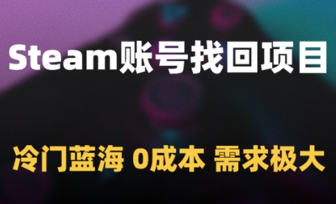 Steam账号找回项目，冷门蓝海，0成本，需求极大-87创业网