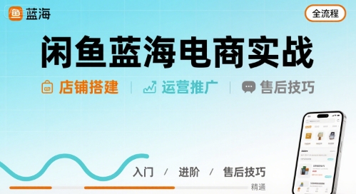 闲鱼蓝海电商实战，店铺搭建运营售后全流程-87创业网