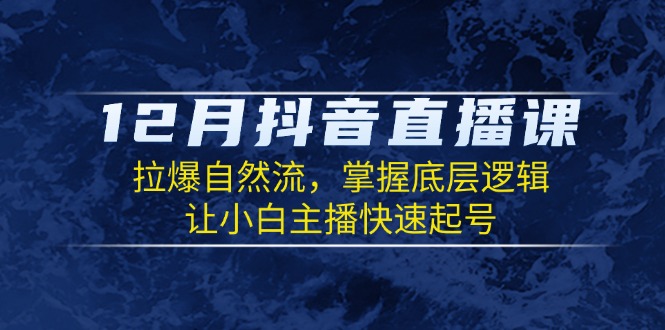 12月抖音直播课：拉爆自然流，掌握底层逻辑，让小白主播快速起号-87创业网