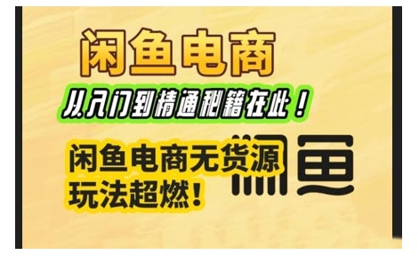 闲鱼电商实战课，从入门到精通秘籍在此，闲鱼电商无货源玩法超燃!-87创业网