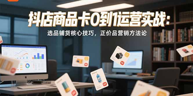 抖店商品卡0到1运营实战：选品铺货核心技巧，正价品营销方法论-87创业网