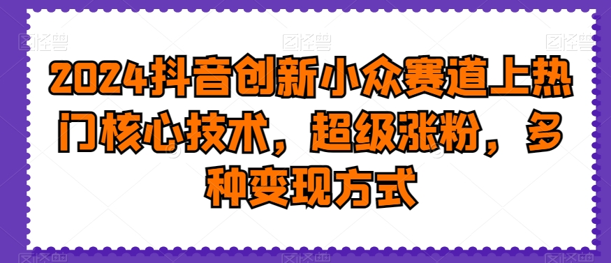 2024抖音创新小众赛道上热门核心技术，超级涨粉，多种变现方式【揭秘】-87创业网