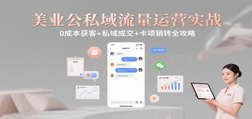 美业公私域流量运营实战：0成本获客+私域成交+卡项销转全攻略-87创业网