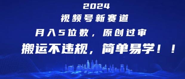 2024视频号新赛道，月入5位数+，原创过审，搬运不违规，简单易学【揭秘】-87创业网