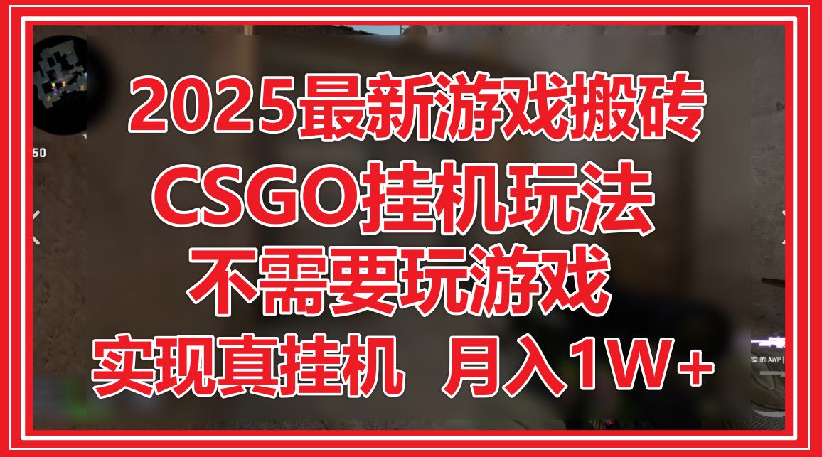 2025最新游戏搬砖，CSGO挂机，不需要玩游戏，实现真挂机，月入1W+-87创业网