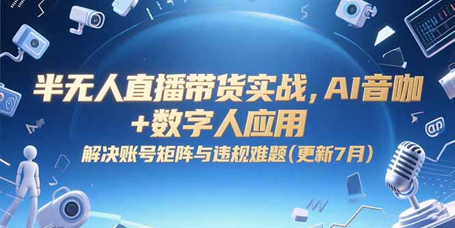 半无人直播带货实战，AI音咖+数字人应用 解决账号矩阵与违规难题(更新7月-87创业网