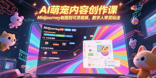 AI萌宠内容创作课，Midjourney制图到可灵视频，数字人带货玩法-87创业网