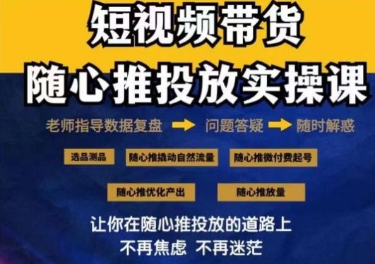 2024好物分享随心推投放实操课，随心推撬动自然流量/微付费起号/优化产出-87创业网