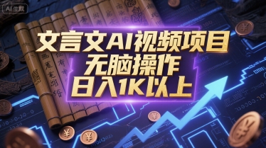 文言文AI视频项目，无脑操作，日入1K以上-87创业网
