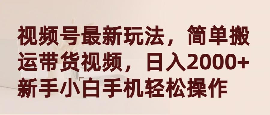 (9486期)视频号最新玩法，简单搬运带货视频，日入2000+，新手小白手机轻松操作-87创业网