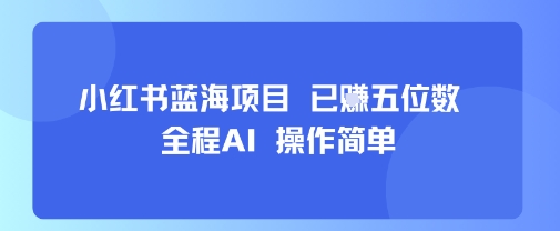 小红书蓝海项目，全程AI，操作简单，已挣五位数-87创业网