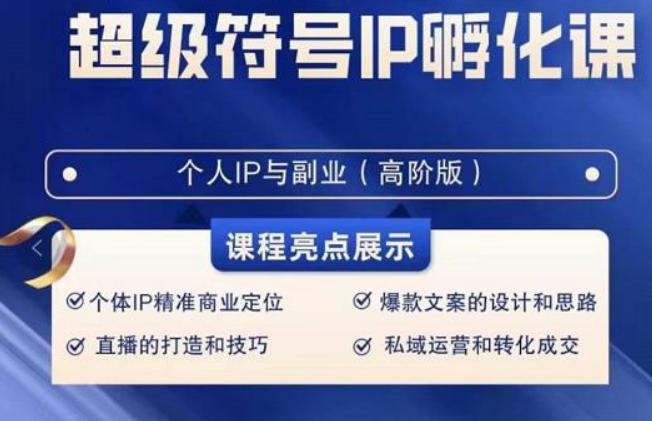 超级符号IP孵化高阶课，建立流量思维底层逻辑，打造属于自己IP（51节课）-87创业网