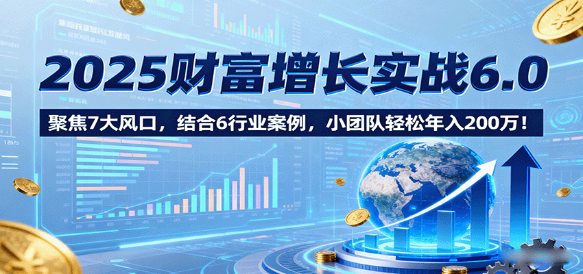 2025财富增长实战6.0，聚焦7大风口，结合6行业案例，小团队轻松年入200万！-87创业网