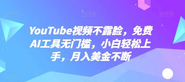 YouTube视频不露脸，免费AI工具无门槛，小白轻松上手，月入美金不断【揭秘】-87创业网