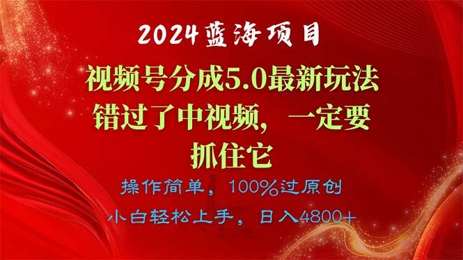 2024蓝海项目，视频号分成计划5.0最新玩法，错过了中视频，一定要抓住…-87创业网