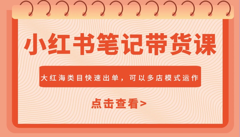 小红书笔记带货课，大红海类目快速出单，市场大，可以多店模式运作(更新)-87创业网