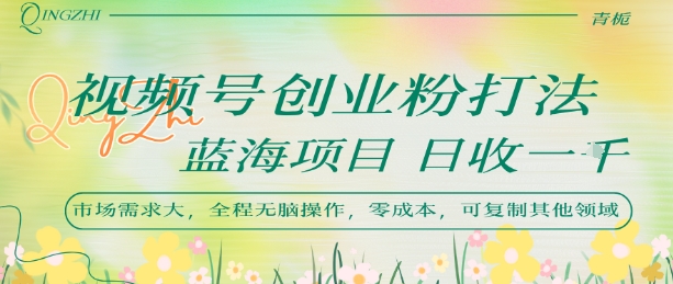 视频号创业粉打法，日入1k，蓝海项目，市场需求大，全程无脑操作，可复制-87创业网