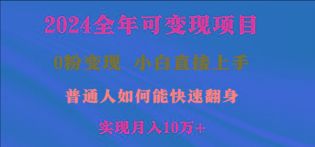 2024全年可变现项目，一天收益至少2000+，小白上手快，普通人就要利用互…-87创业网