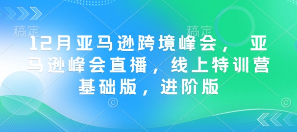 12月亚马逊跨境峰会， 亚马逊峰会直播，线上特训营基础版，进阶版-87创业网