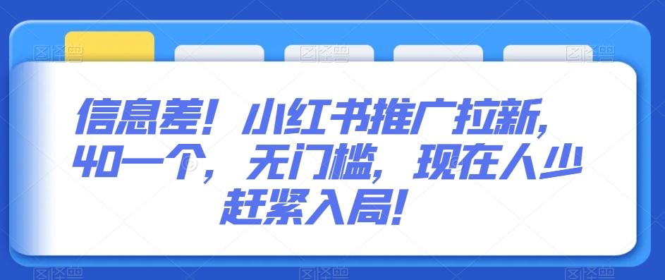 信息差！小红书推广拉新，40一个，无门槛，现在人少赶紧入局！-87创业网