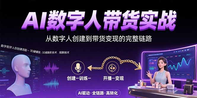 AI数字人+带货实战：从数字人创建到带货变现的完整链路-87创业网