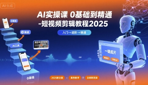 AI实操课0基础到精通-短视频剪辑教程2025-87创业网
