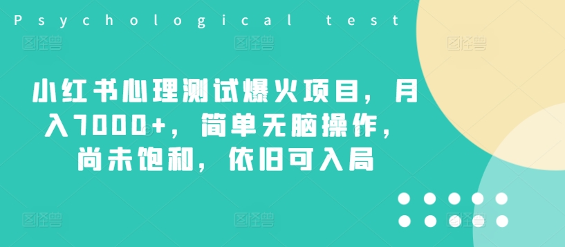 小红书心理测试爆火项目，月入7000+，简单无脑操作，尚未饱和，依旧可入局-87创业网