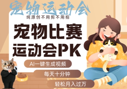 AI一键生成宠物比赛运动会PK视频，纯原创不用剪不用拍，每天十分钟，轻松月入过1W+-87创业网
