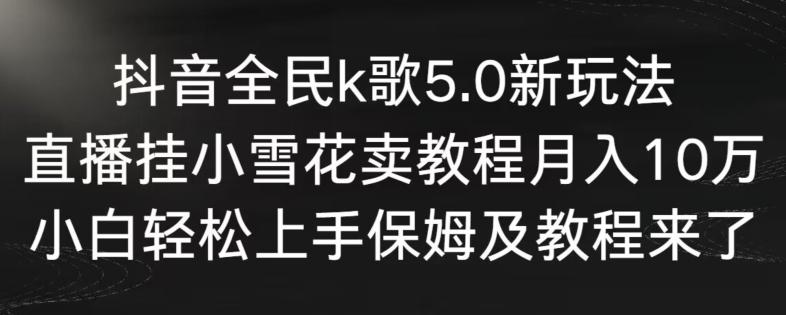 抖音全民k歌5.0新玩法，直播挂小雪花卖教程月入10万，小白轻松上手，保姆及教程来了【揭秘】-87创业网