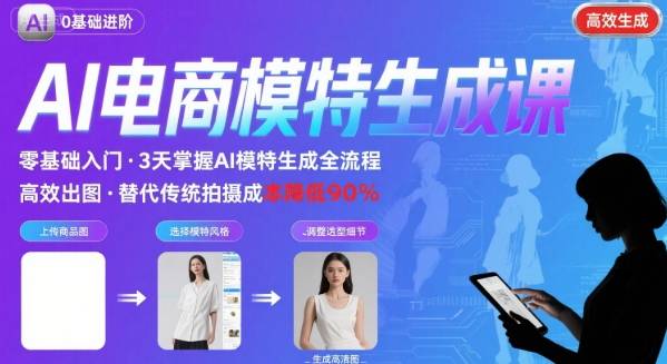 AI模特进阶课程，0基础高效生成逼真电商模特图-87创业网