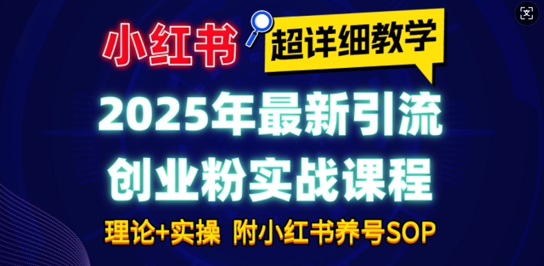 2025年最新小红书引流创业粉实战课程【超详细教学】小白轻松上手，月入1W+，附小红书养号SOP-87创业网