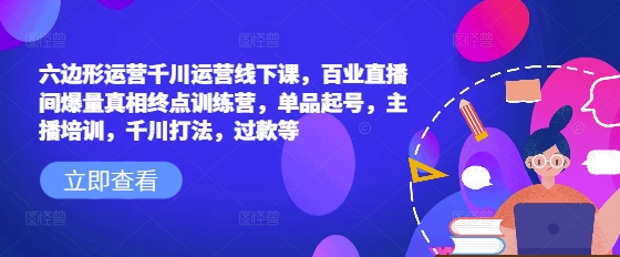 六边形运营千川运营线下课，百业直播间爆量真相终点训练营，单品起号，主播培训，千川打法，过款等-87创业网