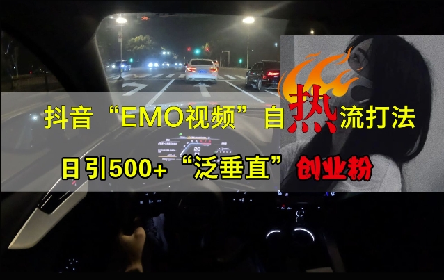 抖音EMO视频自热打法，日引500+“泛垂直”创业粉-87创业网