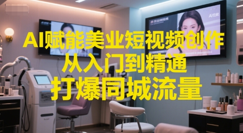 AI赋能美业短视频创作，从入门到精通，打爆同城流量，超级AI工具短视频实操落地-87创业网