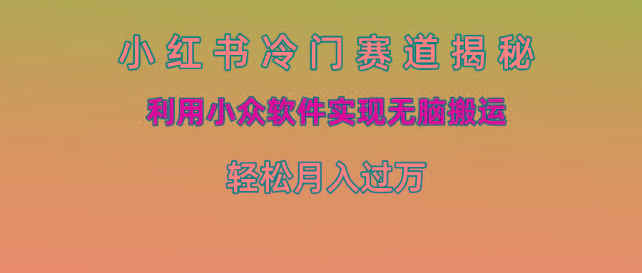 小红书冷门赛道揭秘,利用小众软件实现无脑搬运，轻松月入过万-87创业网