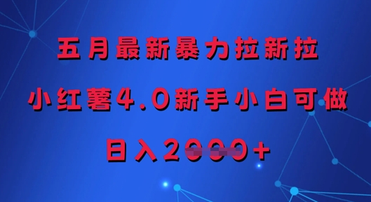 五月最新暴力拉新拉，小红薯4.0新手小白可做，日入多张-87创业网