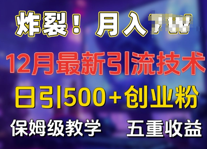 炸裂!揭秘12月最新日引流500+精准创业粉，多重收益保姆级教学-87创业网