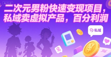 二次元男粉快速变现项目，私域卖虚拟产品，百分利润-87创业网