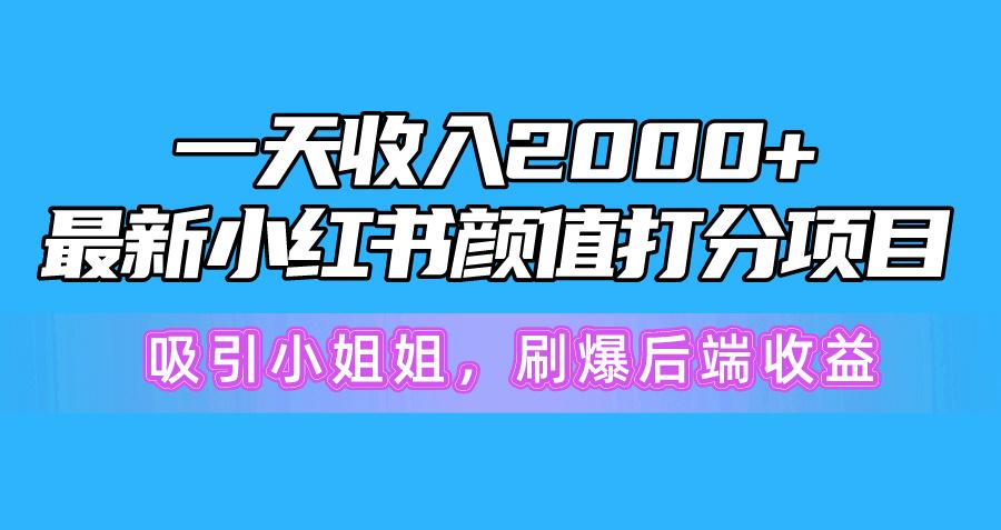 一天收入2000+，最新小红书颜值打分项目，吸引小姐姐，刷爆后端收益-87创业网