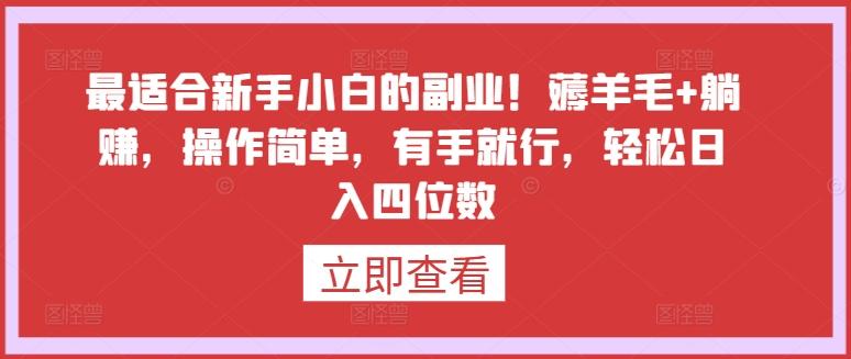 最适合新手小白的副业！薅羊毛+躺赚，操作简单，有手就行，轻松日入四位数【揭秘】-87创业网