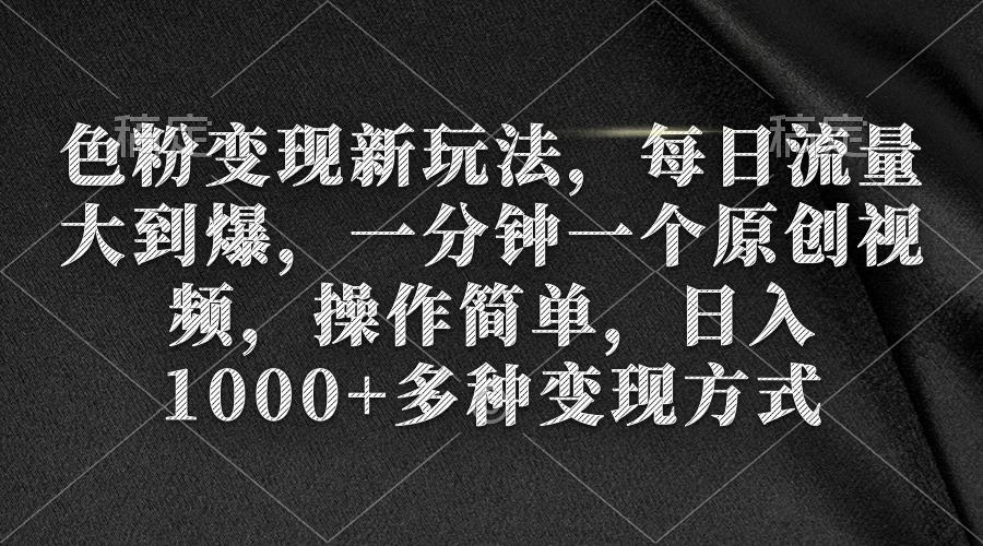 (9282期)色粉变现新玩法，每日流量大到爆，一分钟一个原创视频，操作简单，日入1…-87创业网