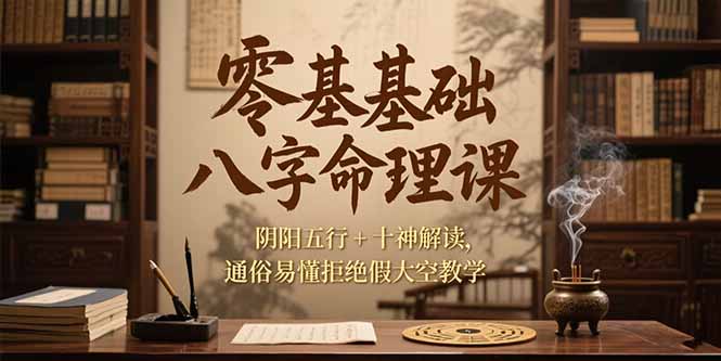 零基础八字命理课，阴阳五行+十神解读，通俗易懂拒绝假大空教学-87创业网