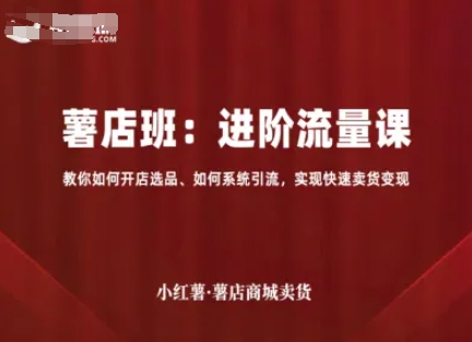 小红薯薯店商城卖货，进阶流量课，教你如何开店选品、如何系统引流，实现快速卖货变现-87创业网