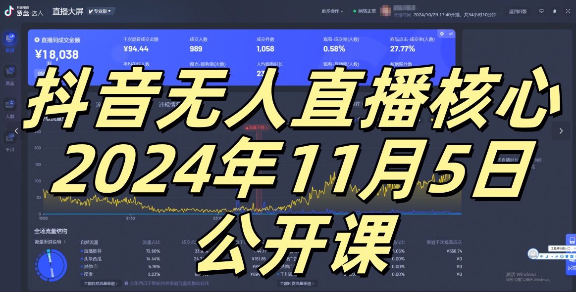 抖音无人直播核心公开课，咸鱼翻身小白可做带有睡后收入月入过万太简单【揭秘】-87创业网