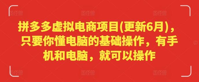 拼多多虚拟电商项目(更新6月)，只要你懂电脑的基础操作，有手机和电脑，就可以操作-87创业网