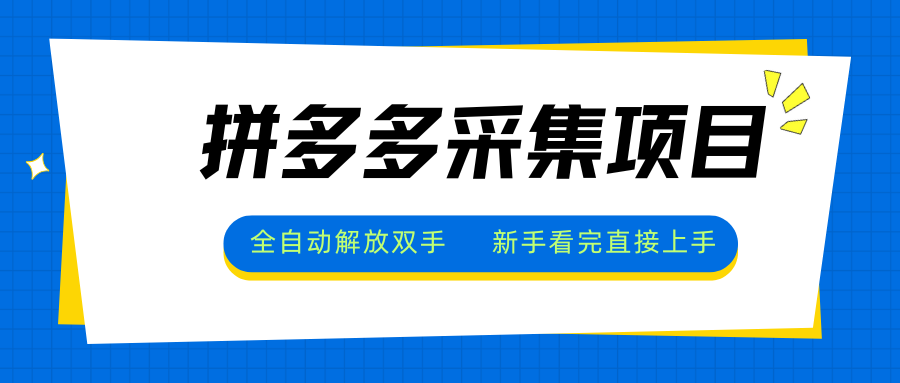 拼多多采集项目，全自动解放双手，单号日入30+-87创业网