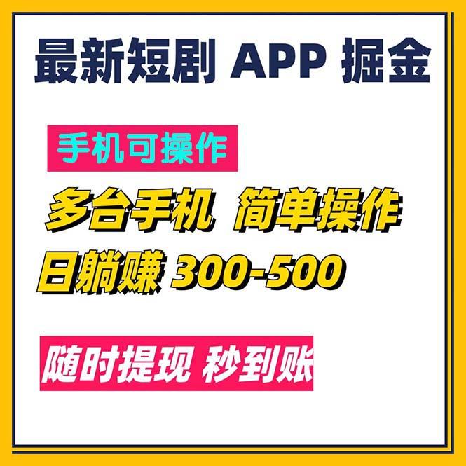 最新短剧app掘金/日躺赚300到500/随时提现/秒到账-87创业网