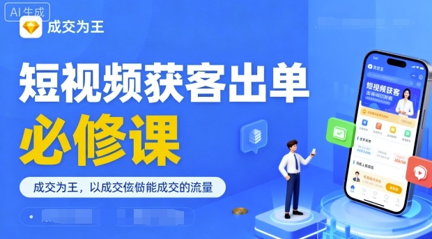 短视频获客出单必修课，成交为王，以成交为导向，直接做能成交的流量-87创业网