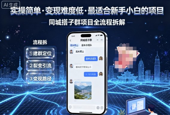 实操简单，变现难度低，最适合新手小白做的项目，每天轻松收入3张，同城搭子群项目全流程拆解-87创业网