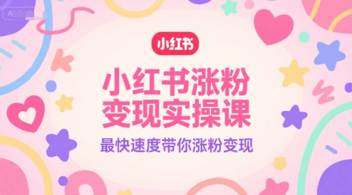 小红书涨粉变现实操课，最快速度带你涨粉变现-87创业网